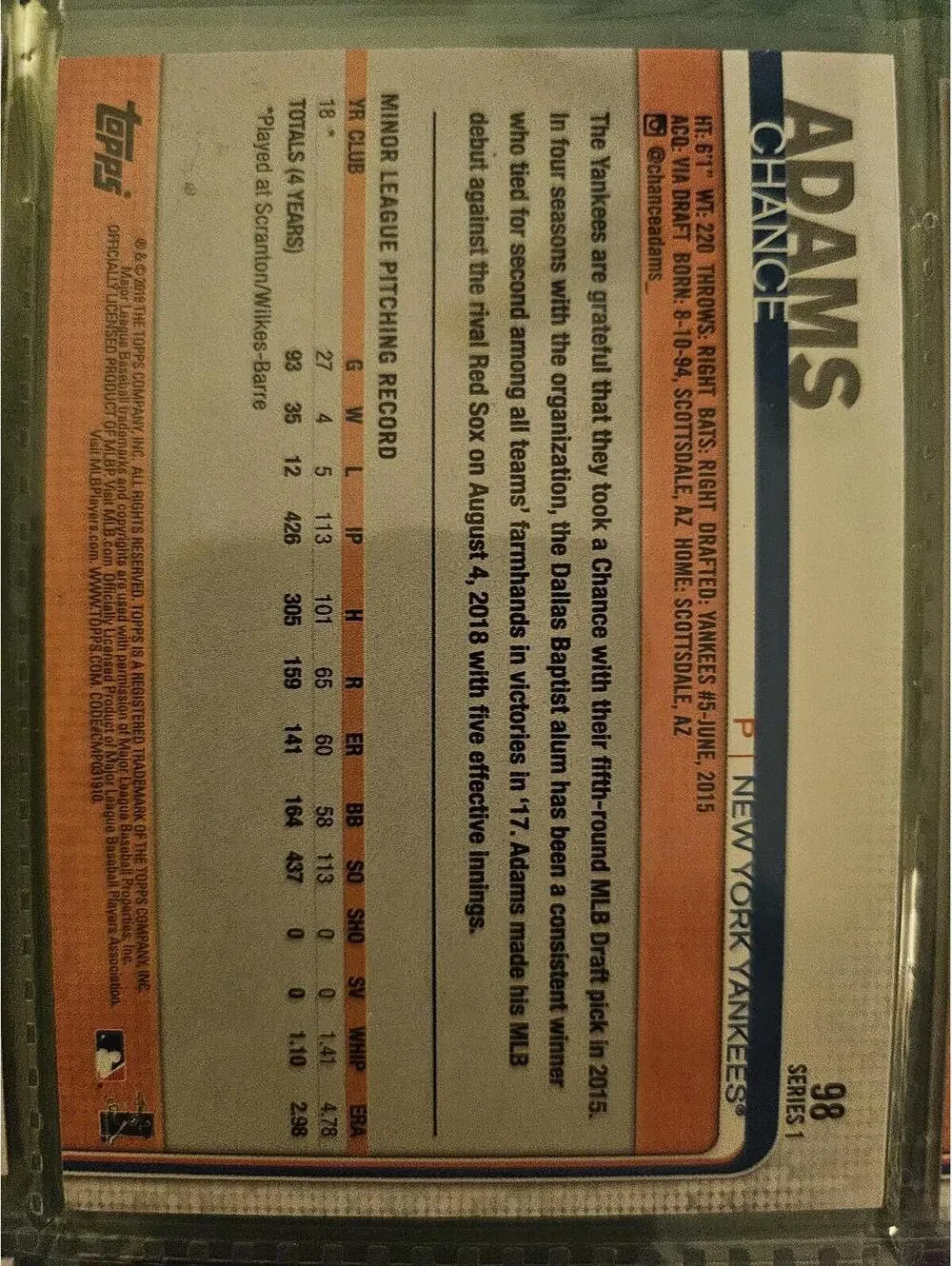 Topps 2019 card